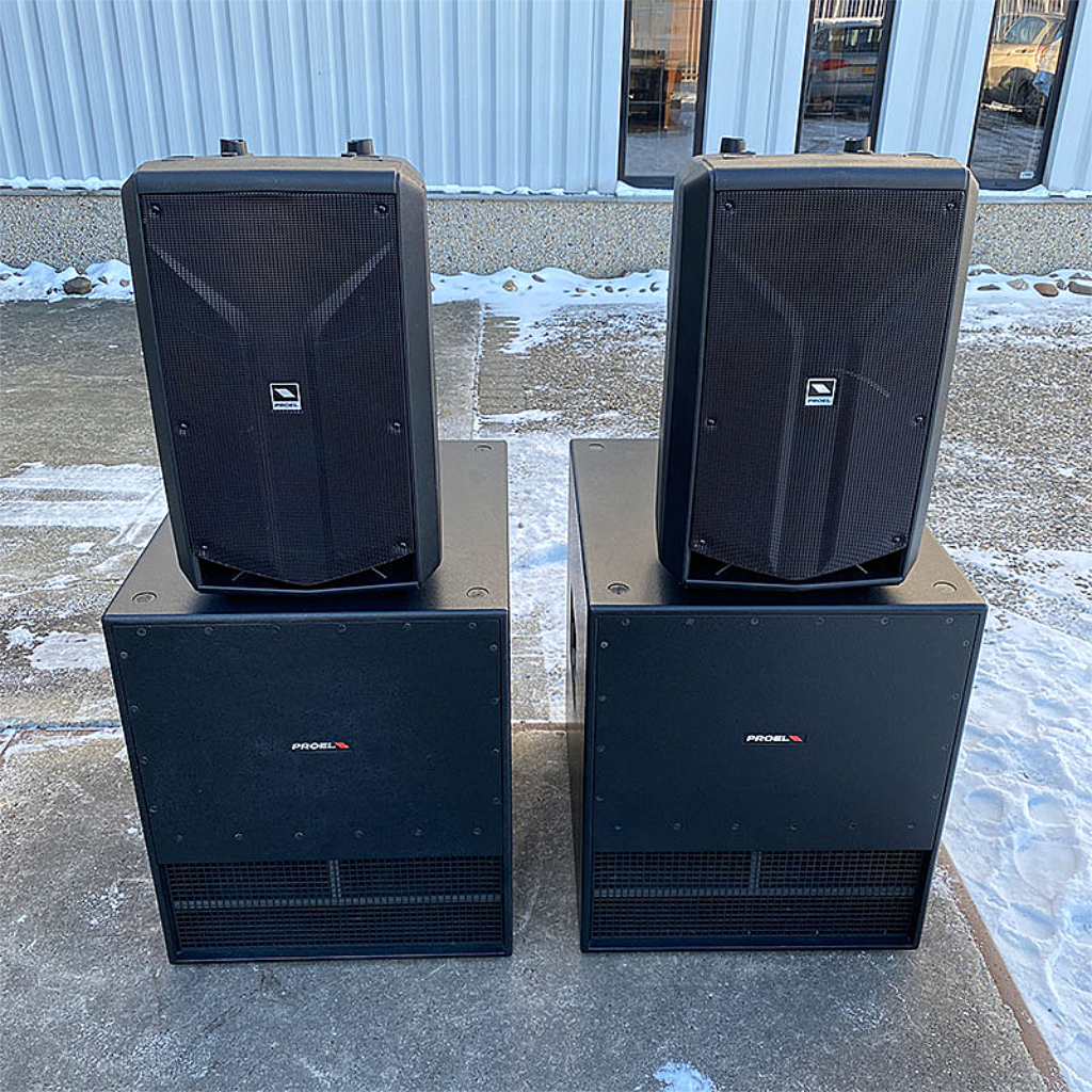 Proel Flash 12 HDA high-performance loudspeaker and SW118HA subwoofer Package