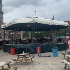 Bandstand Structure Complete with Layher Stage Decking and Scaffold Grid
