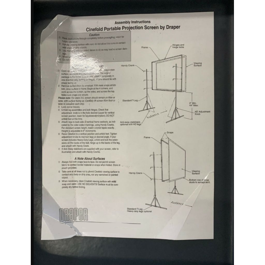 Draper Cinefold Portable Projection Screen - 8ft x 6ft