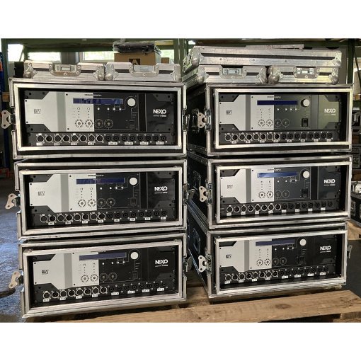 Nexo NXAMP4x1 MK1 with shockmount rack and patch panel