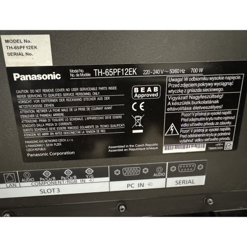 Panasonic 65" TH-65PF12EK High Definition Plasma Display