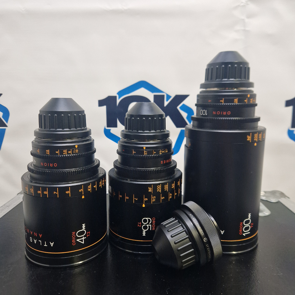 ATLAS Orion “A” Set 40/65/100mm T2 Anamorphic Prime Lenses & 1.6x LF Extender