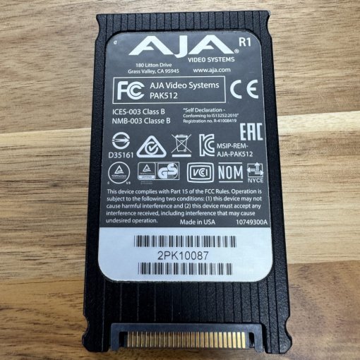 Used AJA Pak 512 (512GB) SSD Media Drive for sale