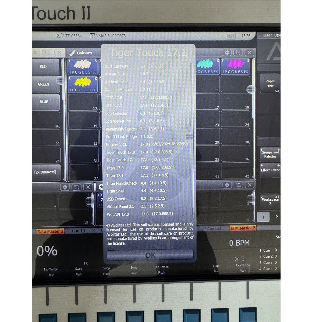 Used Avolites Tiger Touch II with Fader Wing for sale