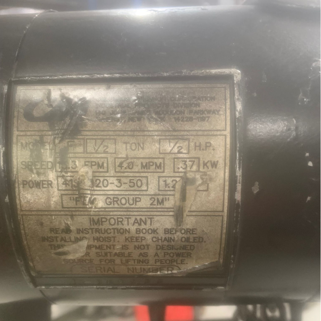 Used CM Lodestar classic 500kg 18m chain hoists for sale