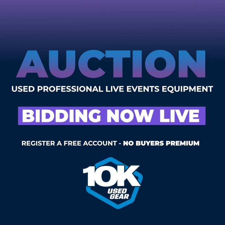 bidding now live at 10k used gear - bid on audio, lighting, vide, staging and rigging from leading brands.