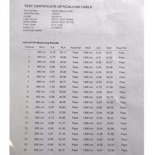 Used Neutrik OpticalCON MTP12 cable XTREME MultiMode 200m on reel HT582 for sale