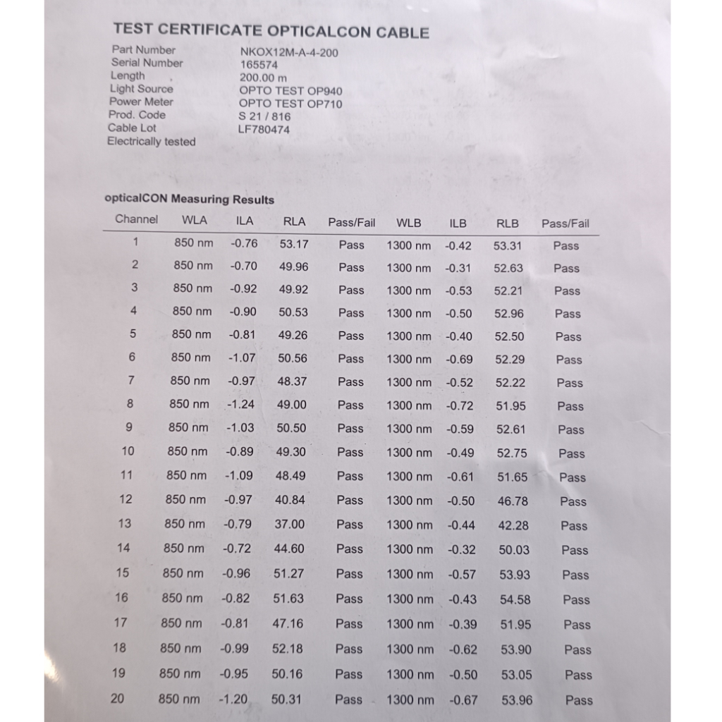 Used Neutrik OpticalCON MTP12 cable XTREME MultiMode 200m on reel HT582 for sale