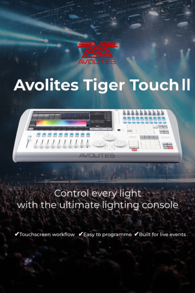 Used Avolites Tiger Touch II lighting desk for sale at 10K Used Gear, touchscreen lighting control console for live events, concerts and theatre production