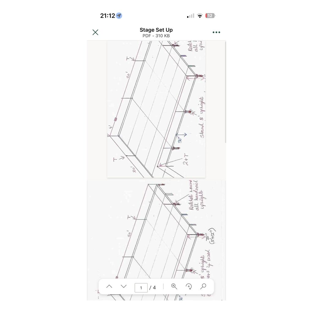 Used 24 x 20 foot heavy duty stage with 36 ft ramp for sale